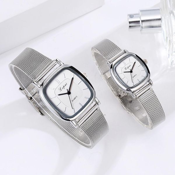 

lvpai couple alloy strap quartz watch women men square dial wristwatch gift watches dial couple wristwatch relogio dropshipping, Slivery;brown