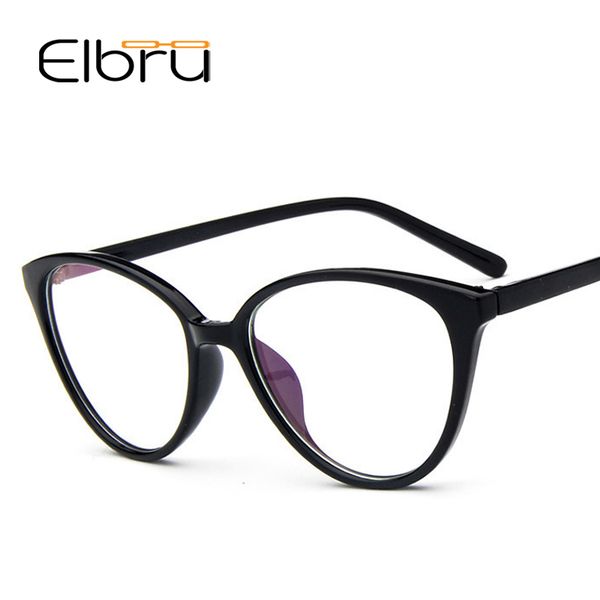 

elbru women cat eye glasses optical retro big frame spectacles for ladies myopia frames for student classic fashion oculos, Black
