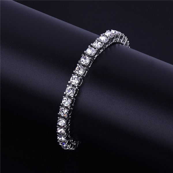 

fashion cubic zirconia tennis bracelet gold silver color irced out chain hip hop cuban braclet for men wristband jewelry homme, Black