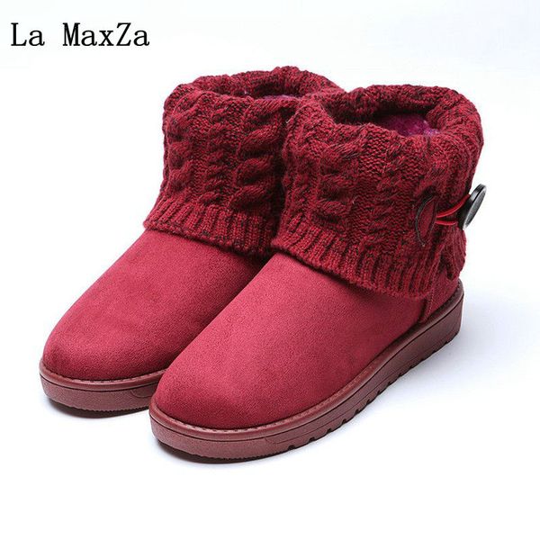 

la maxza women's snow boots winter new sale ankle warm cotton boots thick wool tube flat shoes female high-casual soft, Black