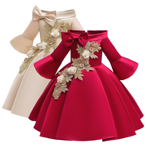 

dresses for girls floral kids girls princess bridesmaid pageant gown birthday party wedding dress girl clothes #ew, Red;yellow