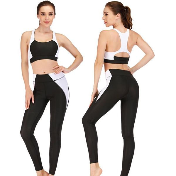 

women sportswear tracksuit woman fitness gym set yoga suit female costume sport leggings running workout clothes black white, White;red