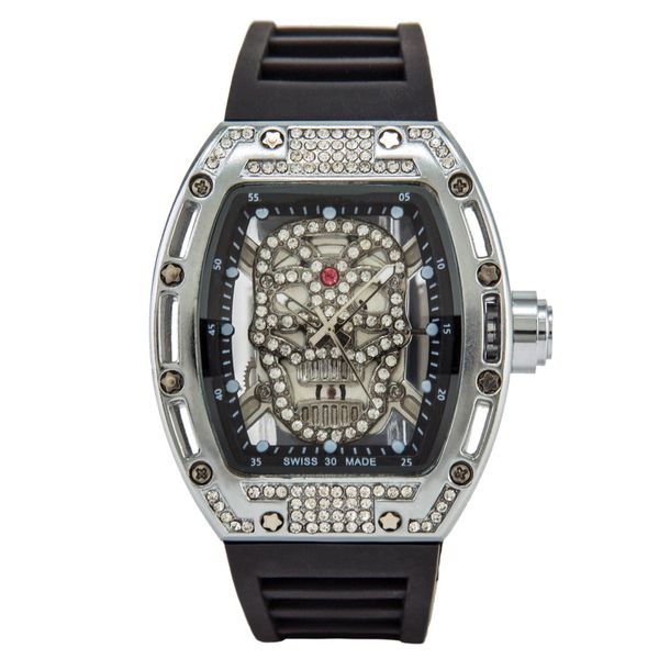 

2019 selling stainless steel luxury fashion men's watch designer large dial ghost headband diamond popular quartz watch, Slivery;brown