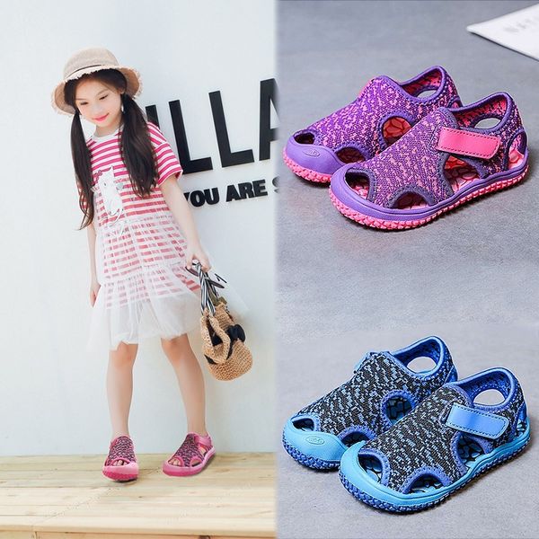 

2020 summer baby girls boys sandals children beach sandals soft bottom non-slip infant shoes kids outdoor anti-collision shoes t200530, Black;red
