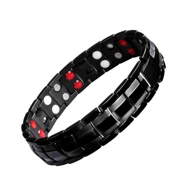 Trend Mode Nieuwe roestvrijstalen dubbele rij magneetarmband Zwarte armband voor heren worden gebruikt voor stralingsbescherming bedelarmbanden