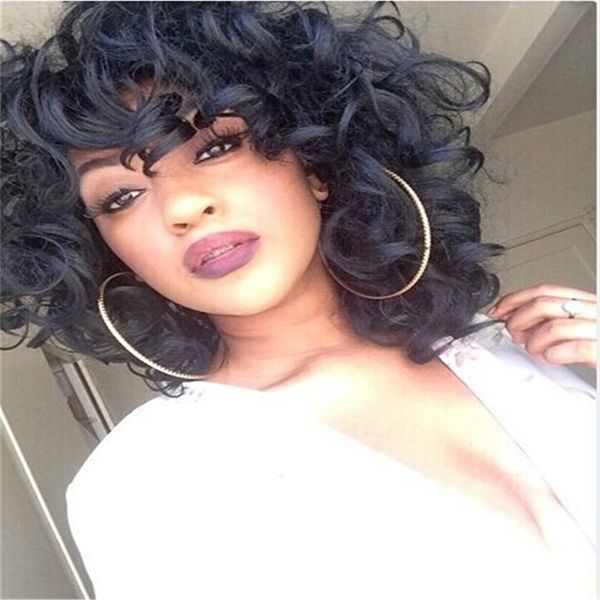 Hot Selling Fashion Women Short Hair Wig 12 Inch Black Afro Curly Wigs 100 Synthetic Hair With Weaving Cap Short Wigs Wig From Sexy Baby2019 18 13
