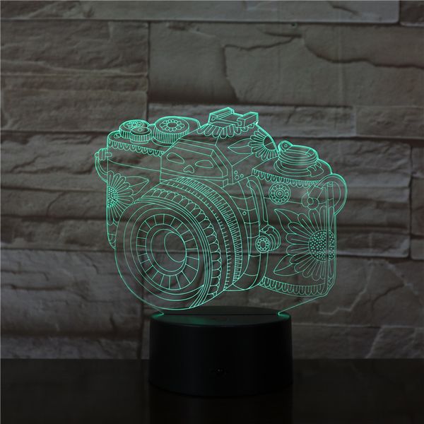 

3d lamp dslr digital camera awesome present for teenager for living room decoration 7 color with remote led night light lamp