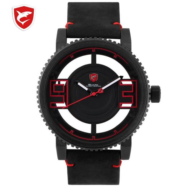 

megamouth sport watch 3d special transparent hollow dial design brown leather band men creative watches gift 2020, Slivery;brown