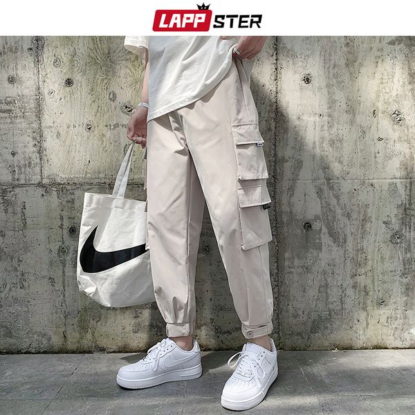 

lappster men pockets joggers pants 2020 overalls mens fashions korean sweatpants male black japanese streetwear cargo pants 3xl