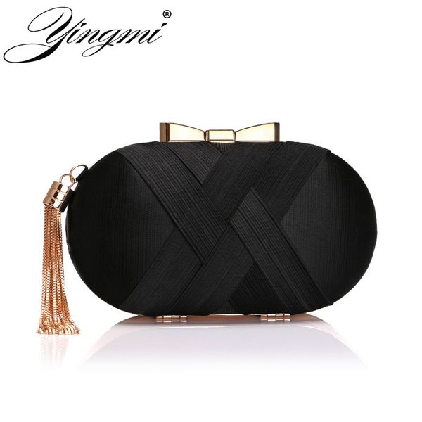 

baguette women tassel gold evening bags metal bow fashion ladies clutch bags case holder party dinner handbags