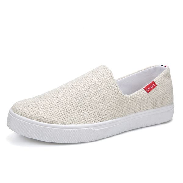 

fashion hemp canvas shoes men ultralight breathable mens shoes casual spring summer comfortable mens loafers canvas flats, Black
