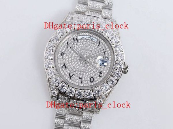 

SF all ice drill big diamond watch ring роскошные полные сверлящие арабские цифры face watch с точностью хронометража движения из нержавеющей стали 2813