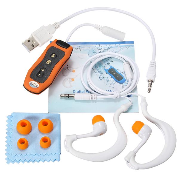 

8gb mp3 player swimming underwater diving spa + fm radio waterproof headphones pink