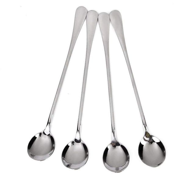 

set of 4 stainless steel coffee spoons super long round head