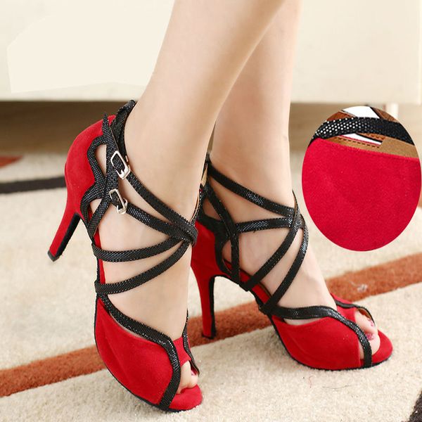 

latin dance shoes woman ballroom shoes for women and girl flock material dancing soft bottom anti-slip cowhide sole wear blue