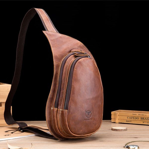 

2019 new popular fashion crazy horse leather chest bag brand design natural genuine leather messenger bag perfect quality bags