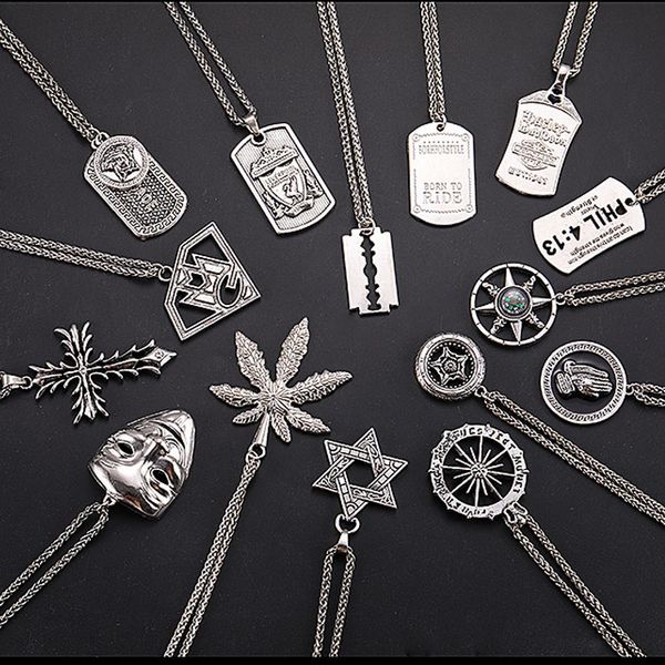 

europe and america rapper stainless steel street shooting necklace hip hop tide fashion shield pendant necklaces, Silver