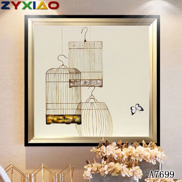 Acheter Zyxiao Grande Taille Peinture à Lhuile Pop Oiseau Cage Papillon Décor à La Maison Sur Toile Moderne Mur Art No Frame Imprimer Affiche Picture