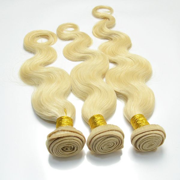 

чисто # 613 blonde человеческих волос bundle 3шт lot bodystraight wave bleach blonde бразильского virgin переплетения наращивание волос двой, Black