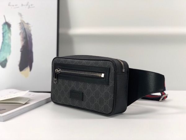 

All black letter canva and leather wa it bag with box fa hion men women belt bag 474293 drop hip