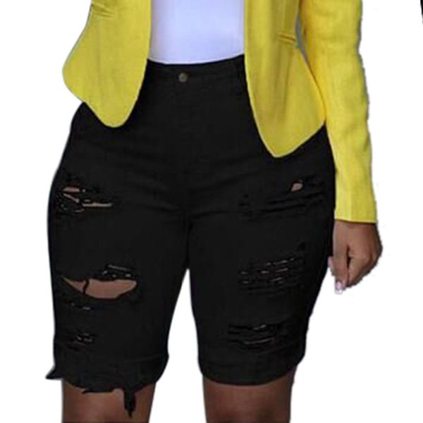 

women elastic destroyed hole short pants denim shorts ripped jeans pants feminino pantalones mujer plus size spodenki, White;black