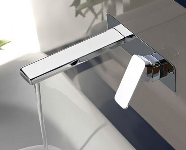 

Free Shipping Single Handle Wall Mounted Waterfall Basin Sink Faucet Chrome Finished Bathroom Mixer Tap BF787
