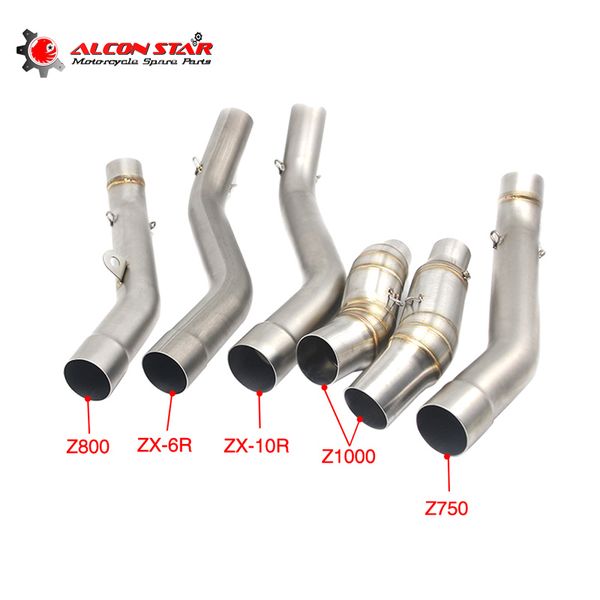 

alconstar- motorcycle exhaust muffler middle pipe link pipe slip-on for z750 z800 z1000 zx6r zx-6r zx10r zx-10r racing