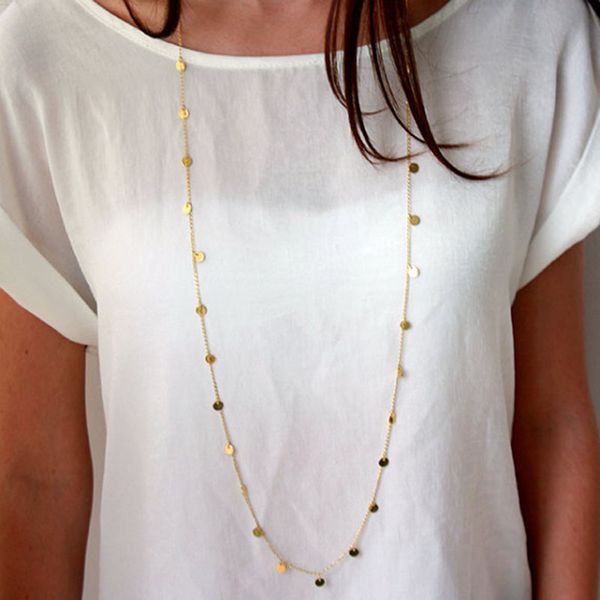 

bohemian silver gold chain coins tassel long necklace women fashion jewelry double wear way maxi collar clothing's accessories