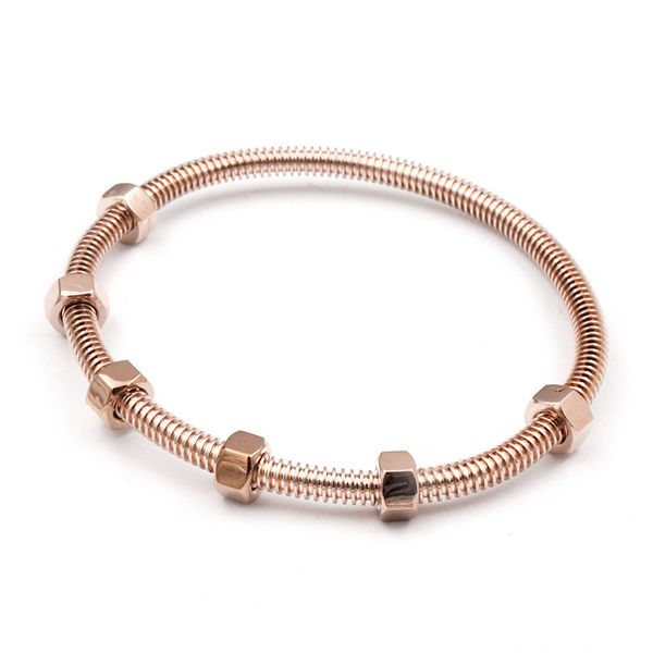 

new fashion jewelry titanium steel bracelet titanium steel screw rotation lucky bracelet nut rotating bangle with logo, White