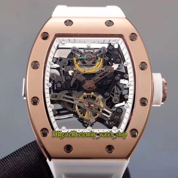 

version new rm 38-01 rose gold steel case japan miyota automatic skeleton dial rm38-01 mens watch rubber strap luxury sport watches, Slivery;brown
