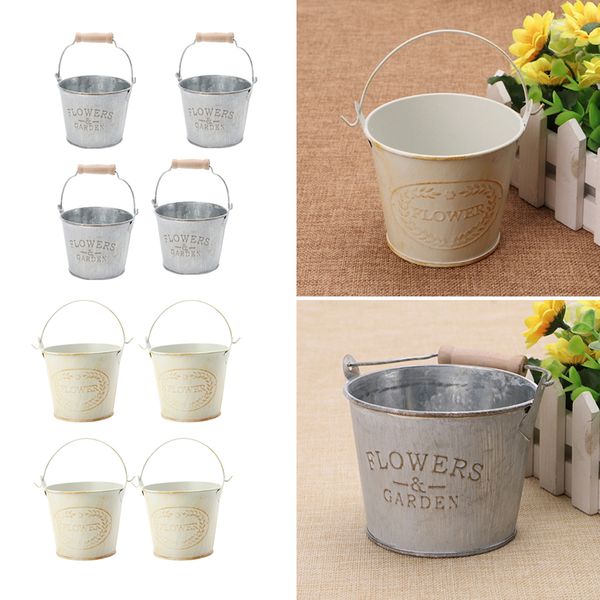 

10pieces shabby galvanised metal iron flower plants buckets flower vase pots