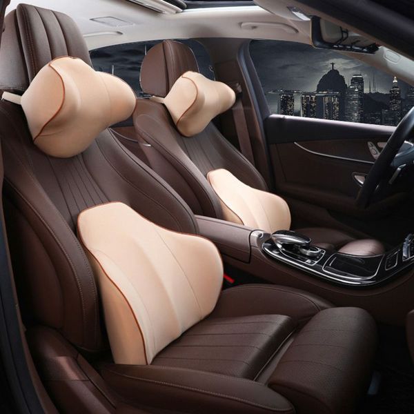

car seat support memory cotton foam headrest neck car pillow lower back cushion lumbar support warm winter rest auto accessories