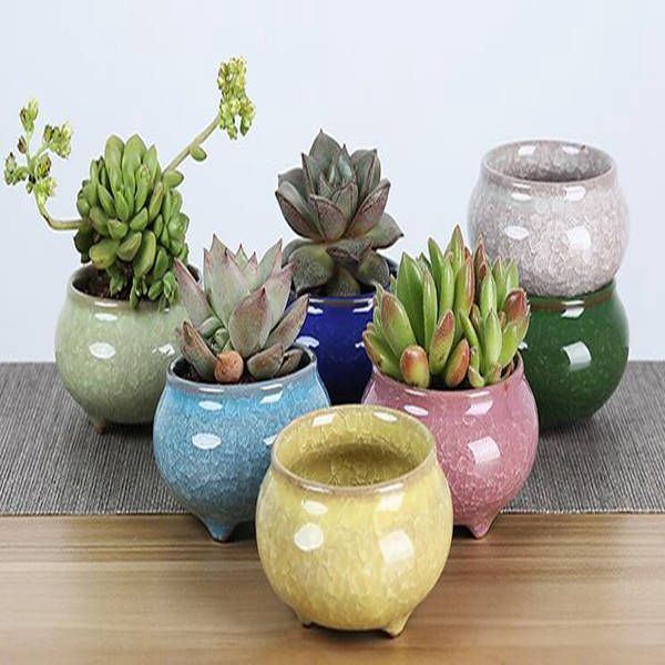 Il nuovo forno creativo per smalti colorati semplice fatto a mano diventa vasi da fiori in ceramica incrinati con ghiaccio vasi da fiori succulenti all'ingrosso