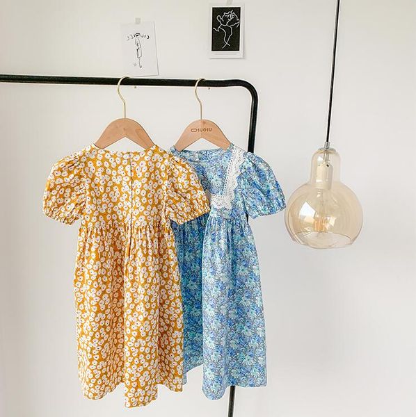 

2020 summer new children baby lace printed dresses , girls princess sweet clothes 5 pieces/lot wholesale, Red;yellow