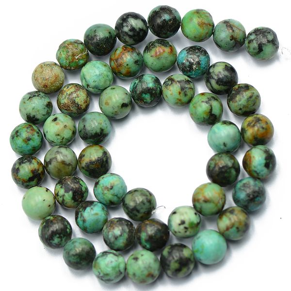 

8mm jewelry making stone beads strand 15" - green, Silver