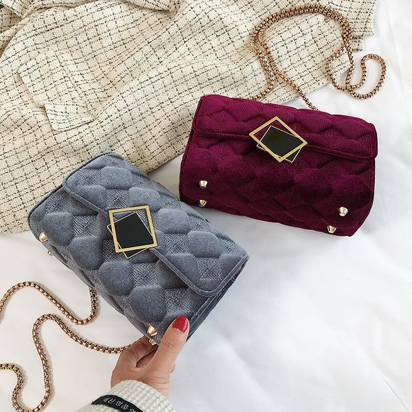 

velvet women's bag new trend 2019 popular korean fashion women's chain one shoulder messenger bag