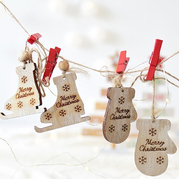 

christmas roller skates decorative wood color pendant creative christmas boots hanging pendants for holiday party
