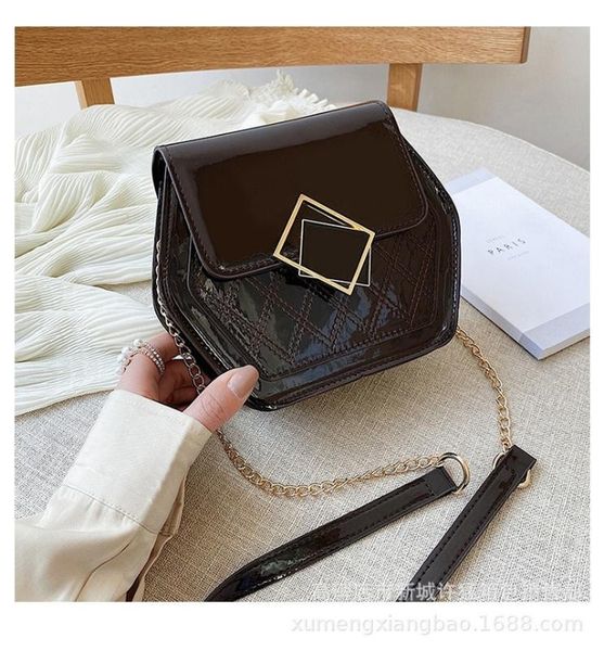 

patent leather bag female 2020 new korean version of the wild diamond crossbody bag chain fashion small square