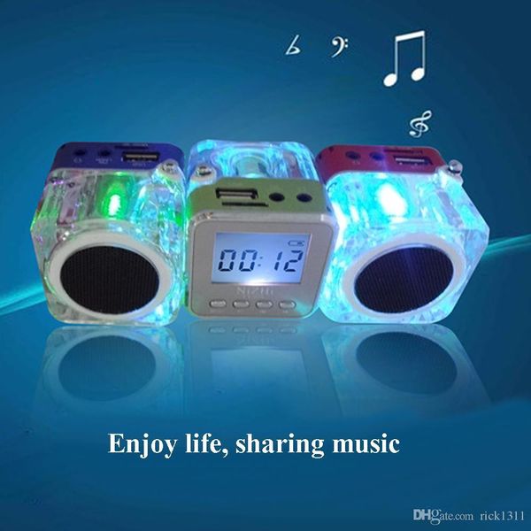 

nizhi tt-028 portalble speakers tt028 subwoofer led crystal lcd display mini music mp3 player loud spearkers fm sd tf card christmas gift