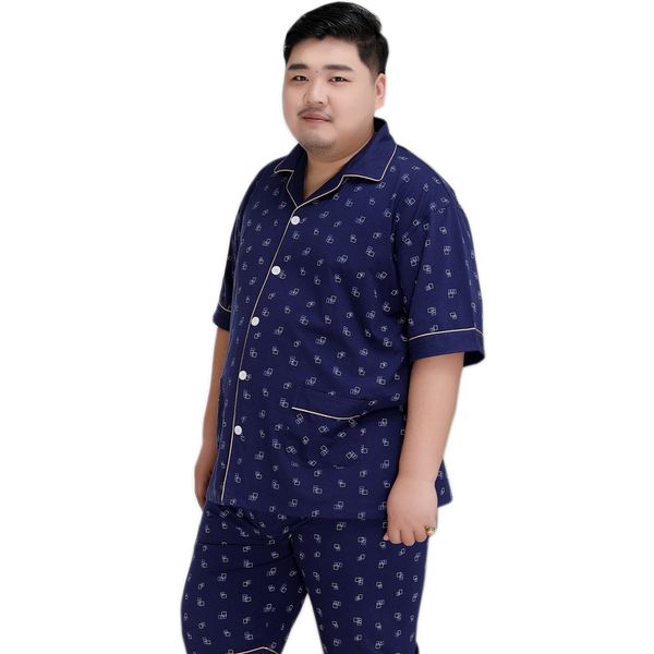 

plus size shorts sleepwear men 140kg 5xl 100% cotton pajama sets men simple short sleeves casual pyjamas for male, Black;brown