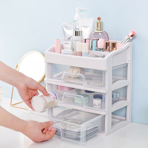 Organizzatore di trucco in plastica Cassetto cosmetico Scatola di immagazzinaggio di trucco Contenitore Contenitore per cofanetto per unghie Custodia per articoli vari da tavolo Strumenti per perline196K