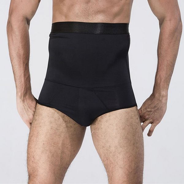 

2018 new men waist support black boxer safety corset high waist bodybuilding slim body shaper strong shaping slim gym underwear, Black;gray