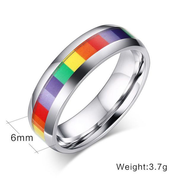 

knobspin 2019 personalized rainbow lgbt rings 316l stainless steel wedding bands for women men jewelry, Silver