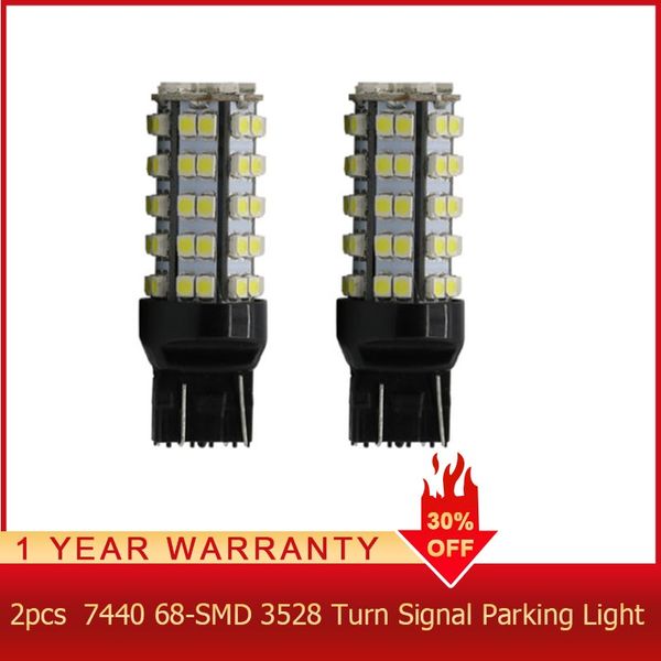 

roadot 2x t20 7443 xenon 6000k white 3258 68-smd rear turn signal parking led light bulbs clearance lights brake lamp