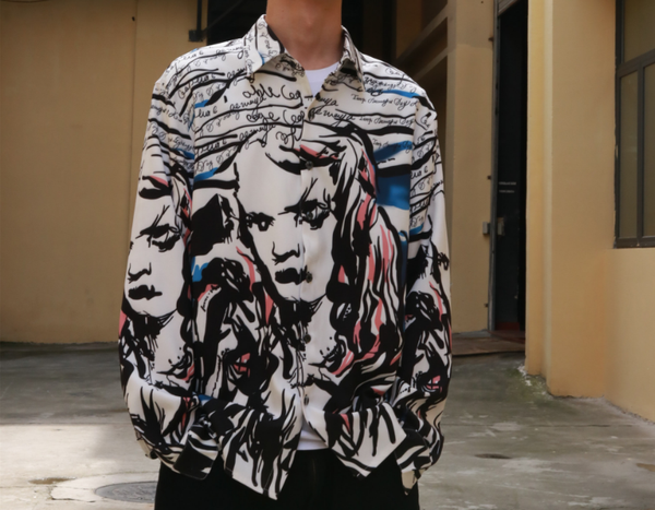 

a600152 fashion men's shirts 2020 runway european design party style men's clothing, White;black