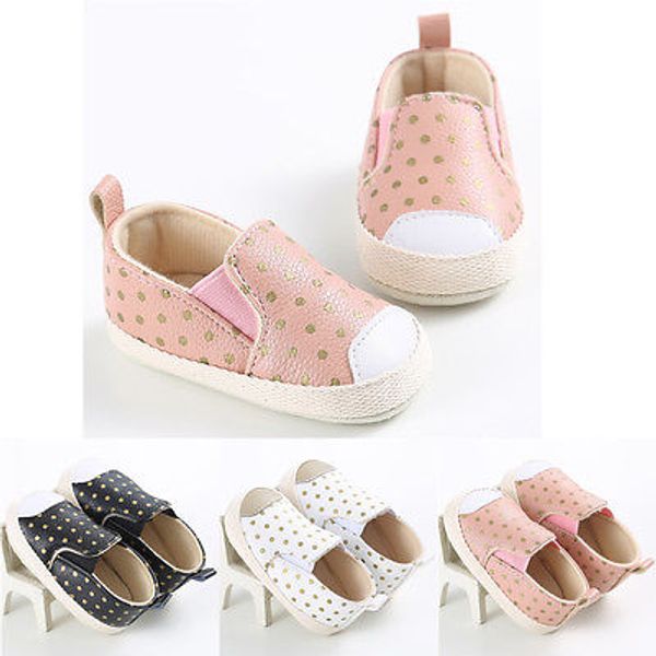 

first walkers baby soft sole leather shoes newborn girl boy toddler polka dot crib prewalker fashion shoes 0-18months
