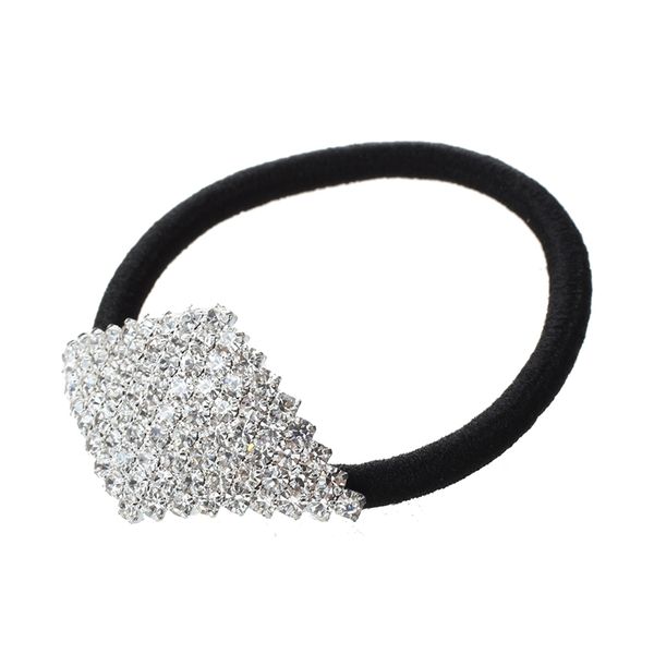 

silver plated diamond shape elastic band hair tie ponytail holder