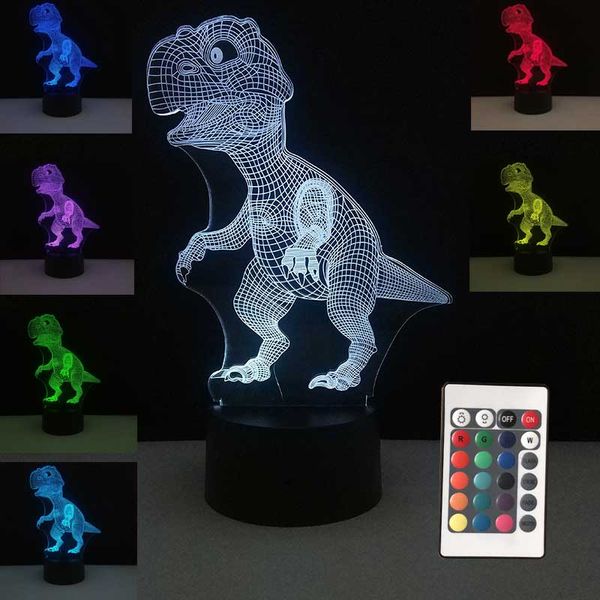 

Динозавры 3D Illusion светодиодные лампы Night Light USB Multicolor Настольная лампа Новизна Lava Led