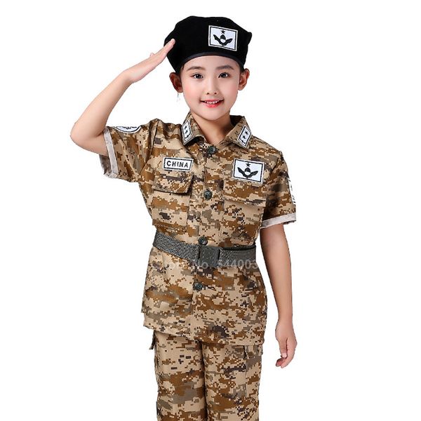 

halloween cospaly costumes for kids military uniform camouflage army tactical combat soldier security training performance suits, Blue