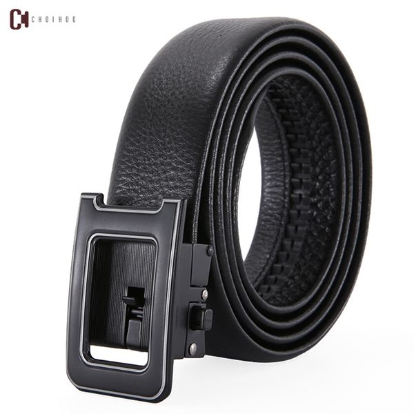 

2019 leather quality automatic buckle black belts cummerbunds cinturon hombre men belt male genuine leather strap belts for men, Black;brown